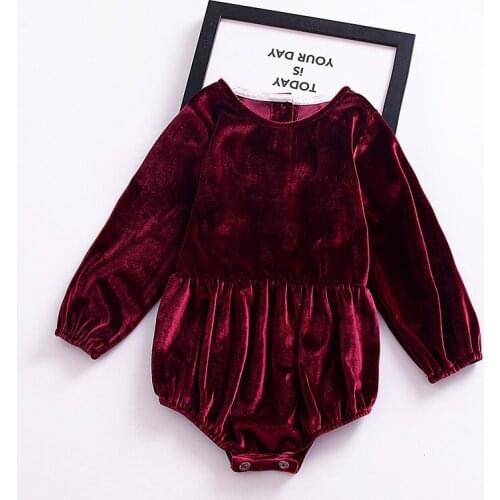 Baby Bodysuit Long Sleeve Newborn Baby Girl Velvet Puff button Bodysuit Jumpsuit Outfits Spring Baby Girl Clothing Xmas New Year