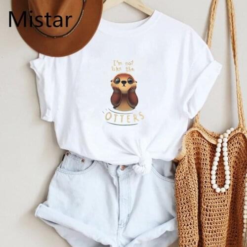 Womens T-shirt Printed I'm not like the otters Tshirt Cute cartoon Clothing Woman fashion casual femme funny tees women