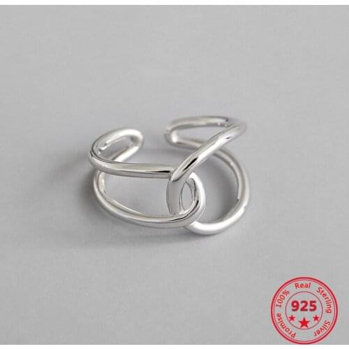 Hot Selling 100% 925 Sterling Silver Ring INS Minimalist Trend Style Interwoven Lingering Shape Versatile Womens Jewelry