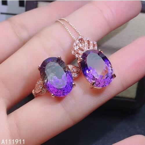 KJJEAXCMY fine jewelry 925 sterling silver inlaid Ametrine gemstone noble female ring necklace pendant fashion