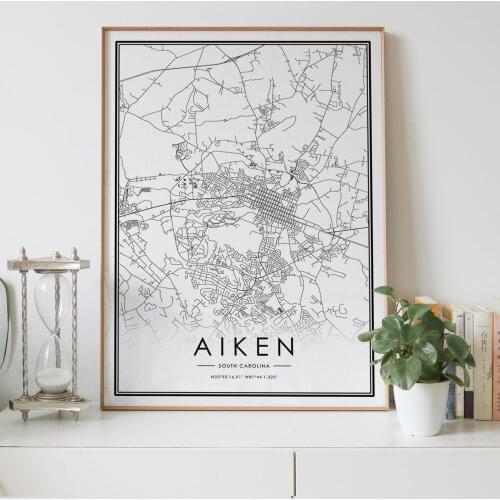 AIKEN city map Nordic Living Room Decoration Canvas Poster Modern Home Decor Art Print Painting