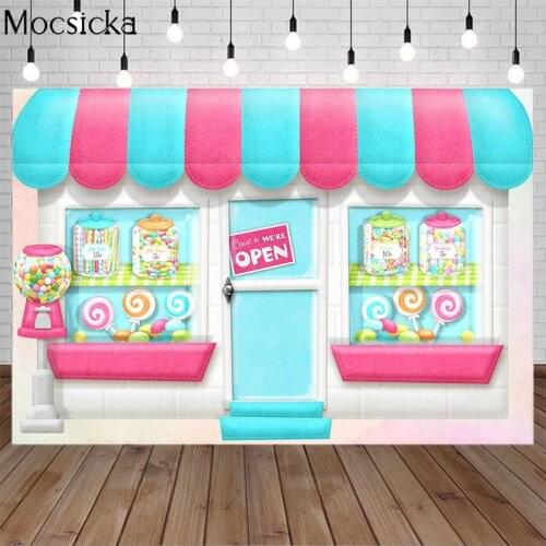 Candy Store Birthday Background Candy Machine Colorful Lollipop Photography Backdrop Child Portrait Decoration Prop Photo Studio