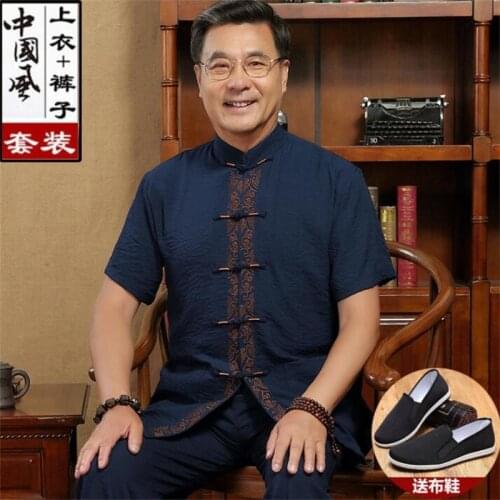 Summer flax Tang suits men blazer set short sleeve Chinese style masculino slim fit casaco jaqueta masculina coats mens jacket