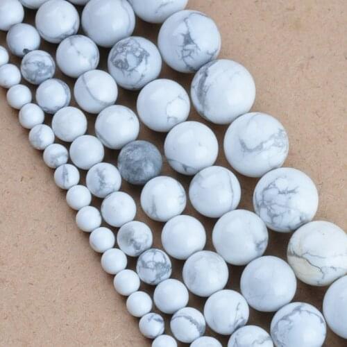 LNRRABC 4MM 6MM 8MM 10MM 12MM Natural White Stone Round Spacer Loose Beads For Necklace Bracelet Charms Jewelry Making