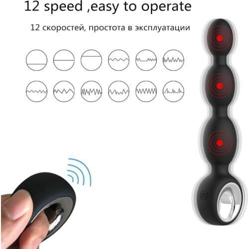 12 Speed Remote Control Stimulation Male Prostate Massager Vibrator Anal Plug Sex Toys for Men Woman Gay Masturbator Erotic Toys