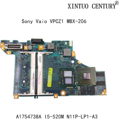 A1754738A For Sony Vaio VPCZ1 MBX-206 Laptop Motherboard 1-881-447-12 MainBoard W/ I5-520M N11P-LP1-A3 100% tested working