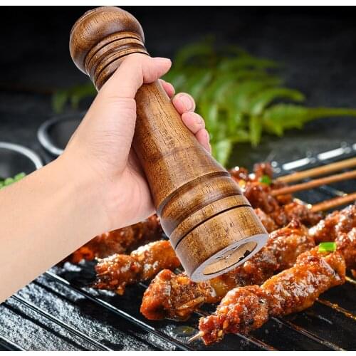 Salt Cumin Pepper Mill with Strong Adjustable Ceramic Grinder Solid Wood Spice Mill Cooking Tools Kitchen Accessories