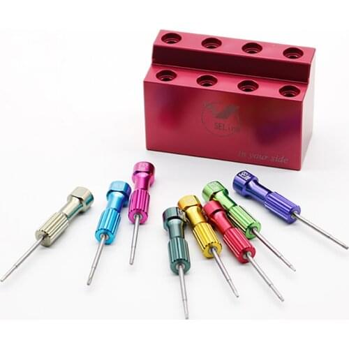 Dental Lab Implant Screw Driver Kit 8Pcs Technician Abutment Mini Screwdriver Tools Set with Steel Holder Box