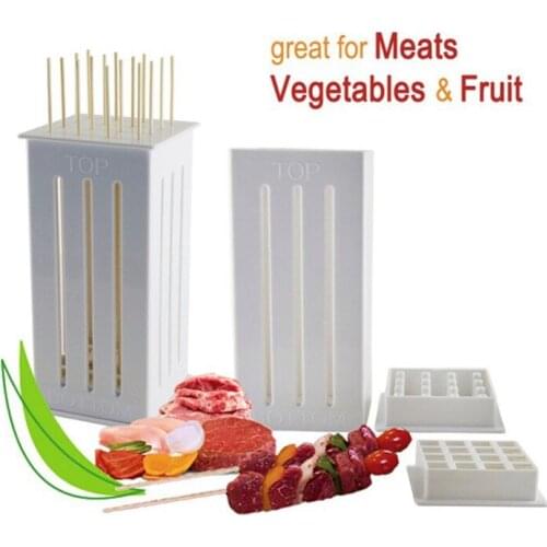 1PC New Meat Skewer Machine Kabob Maker Box BBQ Tool Beef Mutton Meat Grill Machine Beef Meat Maker 16 Bamboo Skewers QA 129