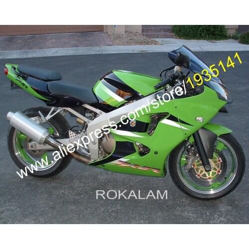 For Kawasaki NINJA ZX6R 00-02 ZX 6R 636 2000 2001 2002 ZX-6R Green Black White Motorbike Fairing (Injection molding)