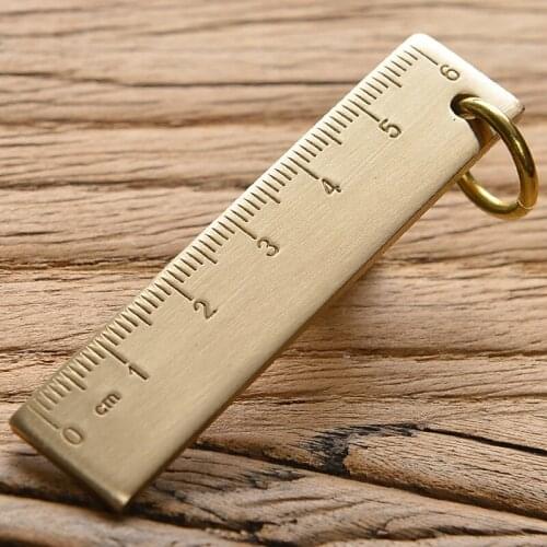 Wholesale 200 pcs Length 6cm Super thick Metal copper straightedge stationery Outdoor pendant multi-tool Rulers