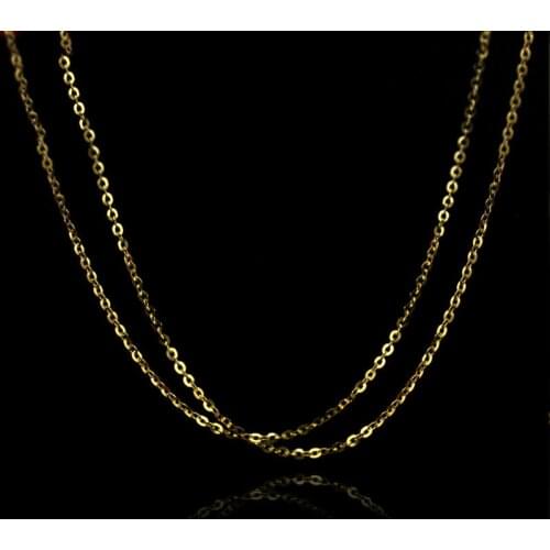 Au750 18K Yellow Gold Necklace Womens O Collarbone chain Necklace 17.7