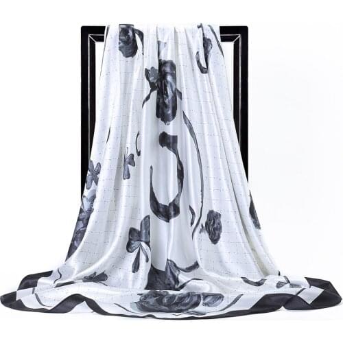 Luxury Brand 90cm Bandana Fashion Printed Silk Scarves Headscarf Soft Scarf Women Sun-resistant Shawl chiffon hijab infinity