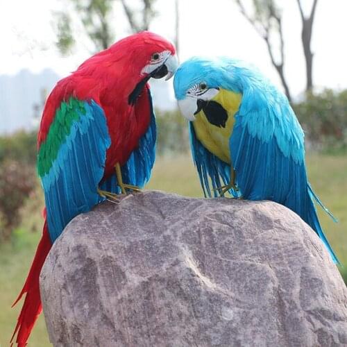 2Pcs Realistic Artificial Birds Parrots Garden Home Decor Tree Ornaments DIY Handcraft Craft Birds Garden Weding Home Decoration