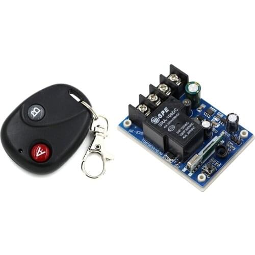 Latest DC12V 24V 36V 48V 1CH RF Remote Control Switch System Transmitter with Receiver 30A Relay for Light & Lamp A=ON B=OFF