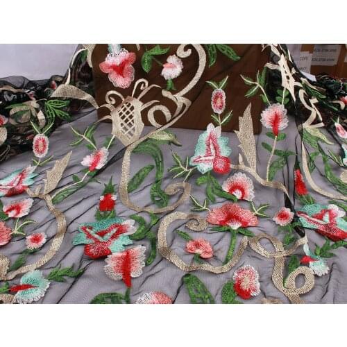 Luxury court style Floral Embroidered Fabric Bridal Wedding Dress Gowns Making DIY sewing by Yard