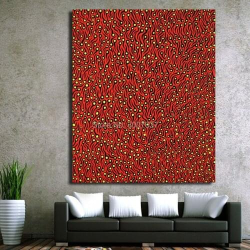 Hand Painted Oil Painting Yayoi Kusama Red tadpole Abstract picture for Home Decorative Art Picture on Canvas Paintings Wall Art