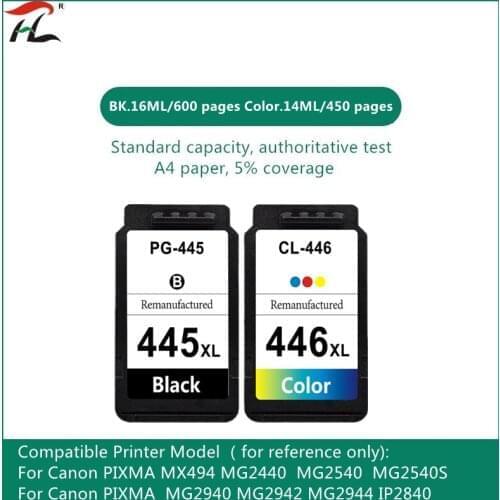 Compatible PG-445 PG445 CL-446 XL Ink Cartridge for Canon PG 445 CL446 for Canon PIXMA MX494 MG2440 MG2940 MG2540 MG2540S IP2840