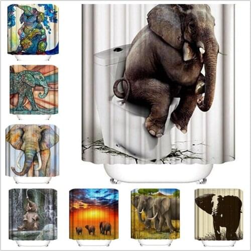 High Quality Creative Elephant Colorful Waterproof Polyester Shower Curtains Bath Bathing Sheer Curtain Home Decorations