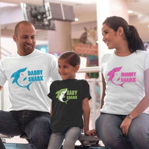 Funny Shark Matching Family Outfits Big Family Shark T Shirts Dad Mon Baby All Family Member Availible Birthday Gift T-Shirts