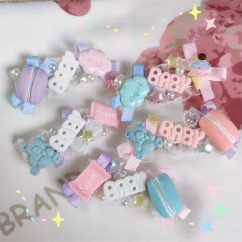 Yi Tian Lolita Side Clip Harajuku Cute Candy Bow Hair Clip Headdress