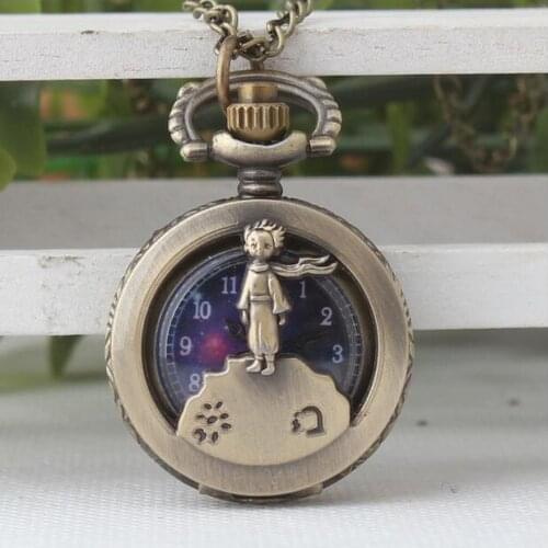 Star prince Bronze antiques Fashion quartz Hollow out Necklace pocket watches gift