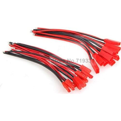 10 Pair 100mm JST CONNECTOR Male+Female PLUG Cable Cord for RC BEC LIPO BATTERY