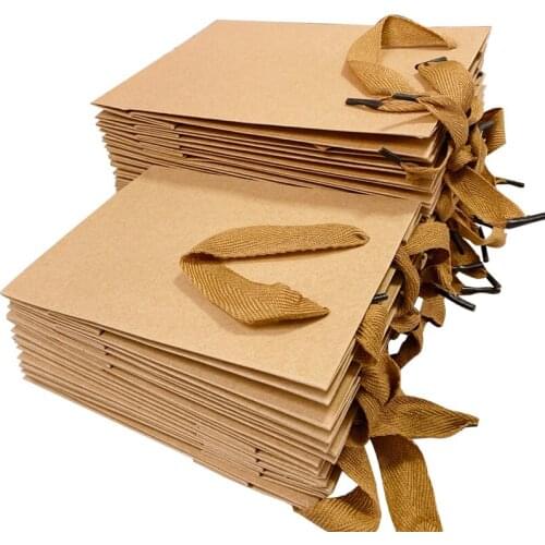 10Pcs/lot Festival Gift Kraft Bag Shopping Bags DIY Multifunction Recyclable Paper Bag With Handles