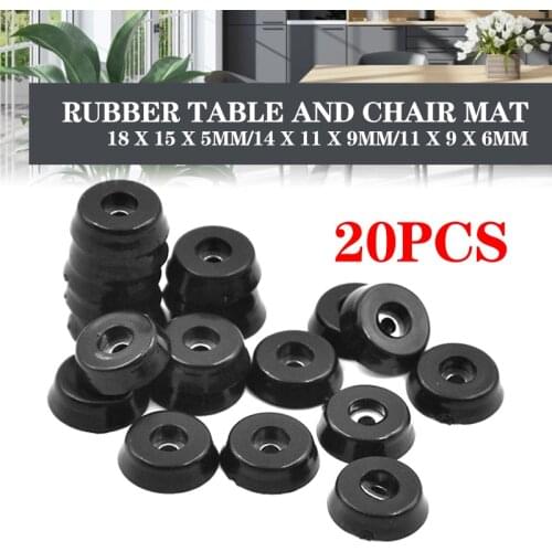 20PCS Black Rubber Table Chair Furniture Feet Leg Pads Anti VibrationTile Floor Washing Machine Protectors Table Chair Feet Pads
