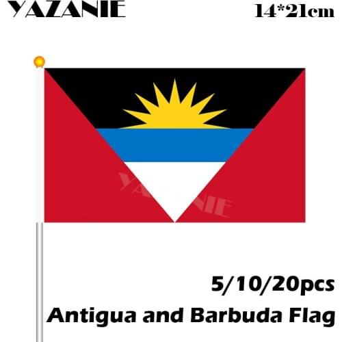 YAZANIE 14*21cm 5/10/20pcs Antigua and Barbuda Hand Flag National Hand Flag Polyester Small Size Flying Banner Custom Polyester