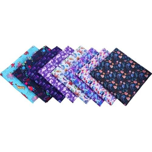 50*145CM Marine life pattern Polyester cotton Fabric Patchwor Printed for Tissue Kids Home Textile for Sewing Doll Dress Curtain