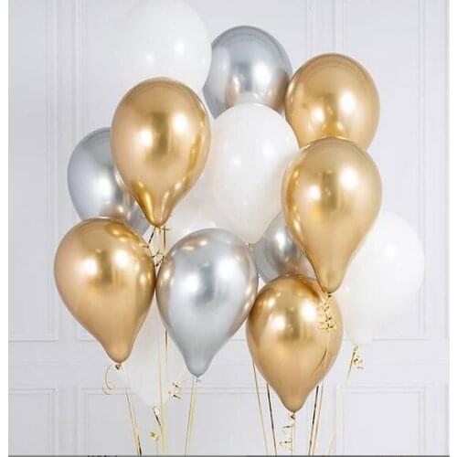 50pcs 10inch Green Purple Blue Gold Silver Chrome Metallic Latex Balloon Birthday Wedding Party Decor Wholesale Babyshower