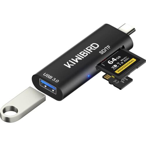 USB-C SD/Micro SD/TF Card Reader Type-C to Female USB 3.0 OTG Adapter HUB Compatible with MacBook iPad Pro 2020/2018