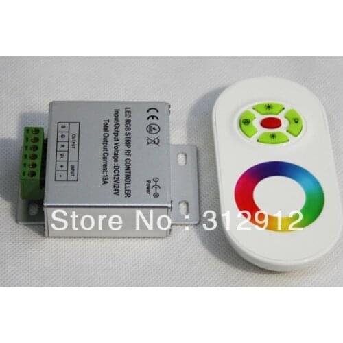 Promotion!!! RF wireless rgb tuoch controller,DC12-24V input,6A*3 channel output;white remote