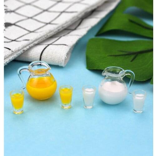 Dollhouse Decoration Accessories1:12/1:6 Dollhouse Miniature Scene Mode Milk Juice Set Pretend Play Kitchen Toy