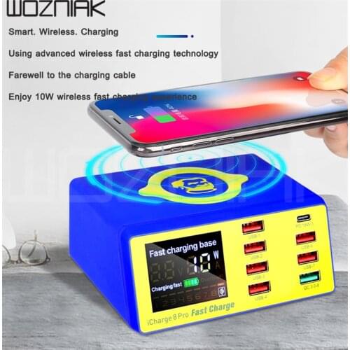 MECHANIC LCD Digital Display Fast Charger 8 Port USB Wireless Charging Dock QC 3.0 Charger For iPhone repair