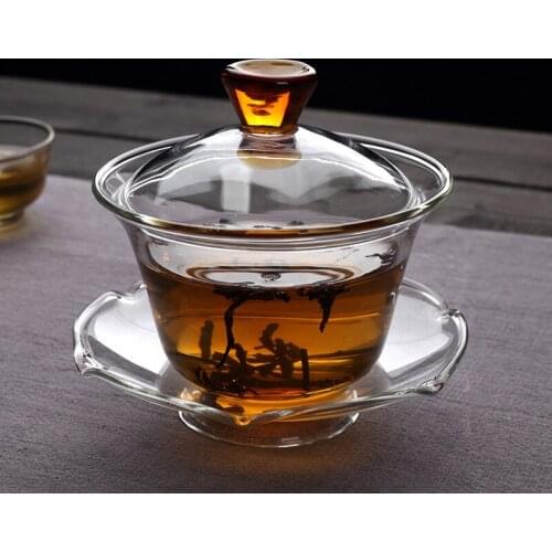 Glass covered tea bowl Kungfu tureen cup teaware high borosilicate material high temperature resistance glass teacup 150ml