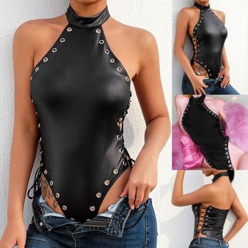 Erotic Sexy Open Crotch Latex Lingerie for Sex Body Suits for Women Sexy Pvc Bondage Crotchless Leather Dress Bodysuit Sexy