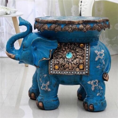 European Style Lucky Elephant Design Low Stool For Living Room Home Furnishing Decoration Ornament Ottoman Stool Wedding Gifts
