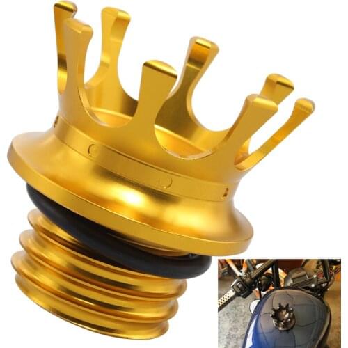 Glod Flush Right-hand Thread Reservoir Crown Style Gas Cap Vented Fuel Tank for Harley Sportster XL 1200 883 X48 Dyna