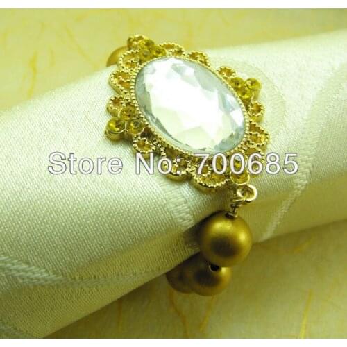 Crystal diamond sheet cheap napkin ring with pearl ring, napkin holder for wedding