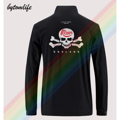 GILDAN TRIUMPH Classic Logo Race Letter motorcycle jacket mens Outdoor zippered casual Back printing Asian size