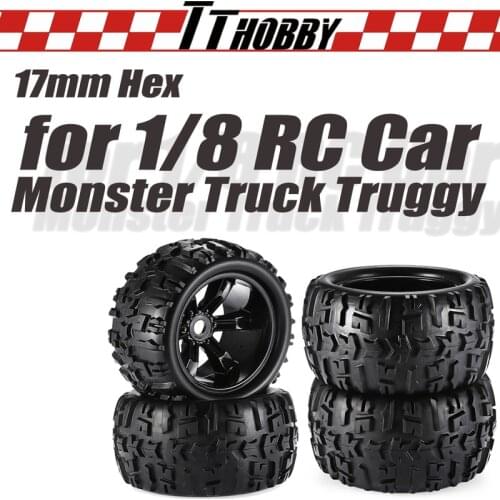 TTHOBBY 2/4PCS 1/8 Rc Wheels Tires Monster Truck Wheel Rubber Off-Road 150mm Tire 17mm Hex Rims Hub for Traxxas Wltoys TRUGGY