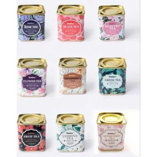 1PC New Small Iron Rose Tea Coffee Organizer Portable Colorful Square Vintage Floral Candy Cans Storage Box Home Decor