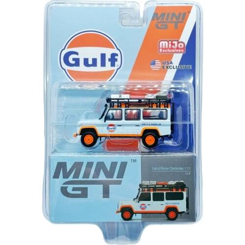MINI GT 1/64 Chase Land rover defender 110 GULF Diecast Collection of Simulation Alloy Car Model Children Toys