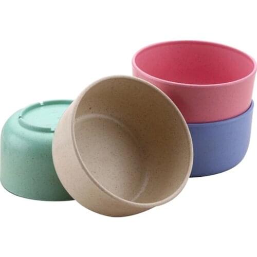 Baby Feeding Bowl Eco-friendly Kids Plate Food Grade Wheat Straw Solid Color Round Dish Children Dinnerware Infant Bowls MBG0466