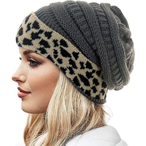 Fashion Beanie Hat For Women Men Winter Hat Knitted Autumn Leopard Hat Outdoor Crochet Wool Warm Bonnet Cap
