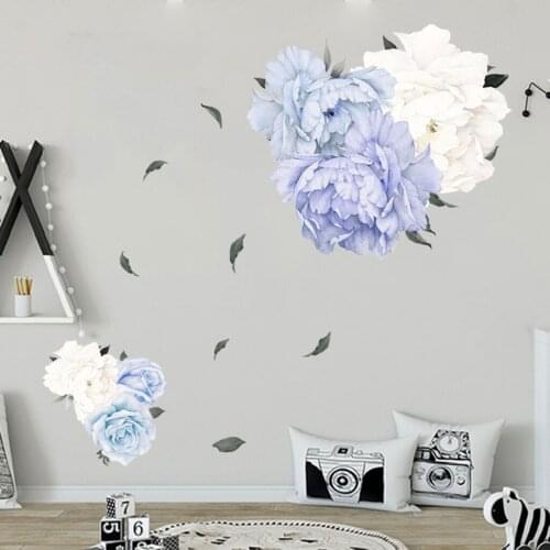Peony Rose Flowers Wall Sticker Art Decals Kid Room Nursery Decor Gift Self Adhesive Removable Art Wall Sticker Home Decoration
