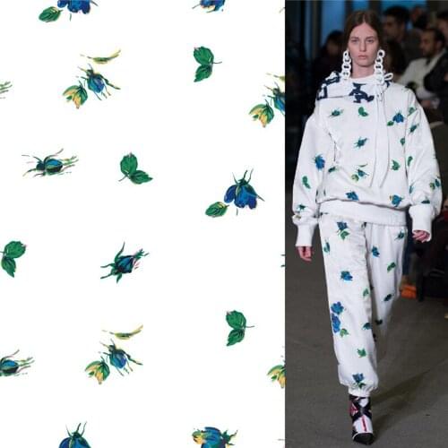 Polyester satin dress high-end flower bud pattern custom fashion floral printed cloth diy patchwork 112