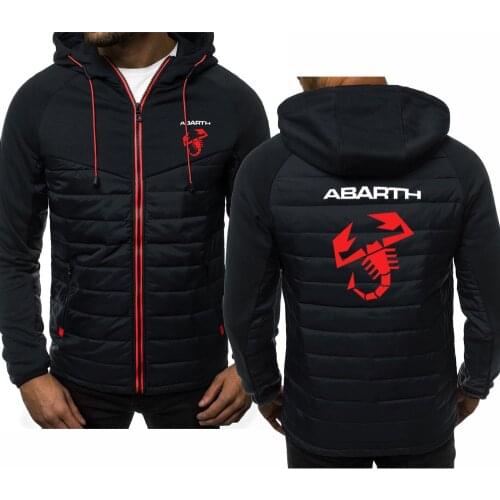 Casual trend Abarth Car Logo Printing Spring Autumn Mens Zip jackets Splicing Cotton Harajuku High Quality sport jacket